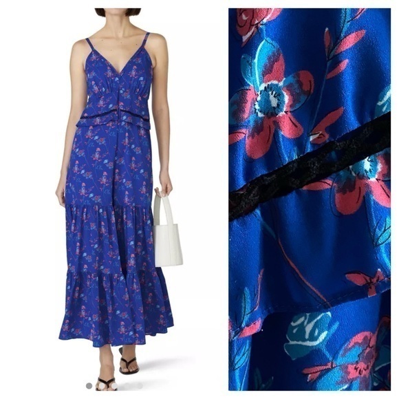 Thakoon Pants - Thakoon Collective Blue Floral Wide Leg Jumpsuit 10